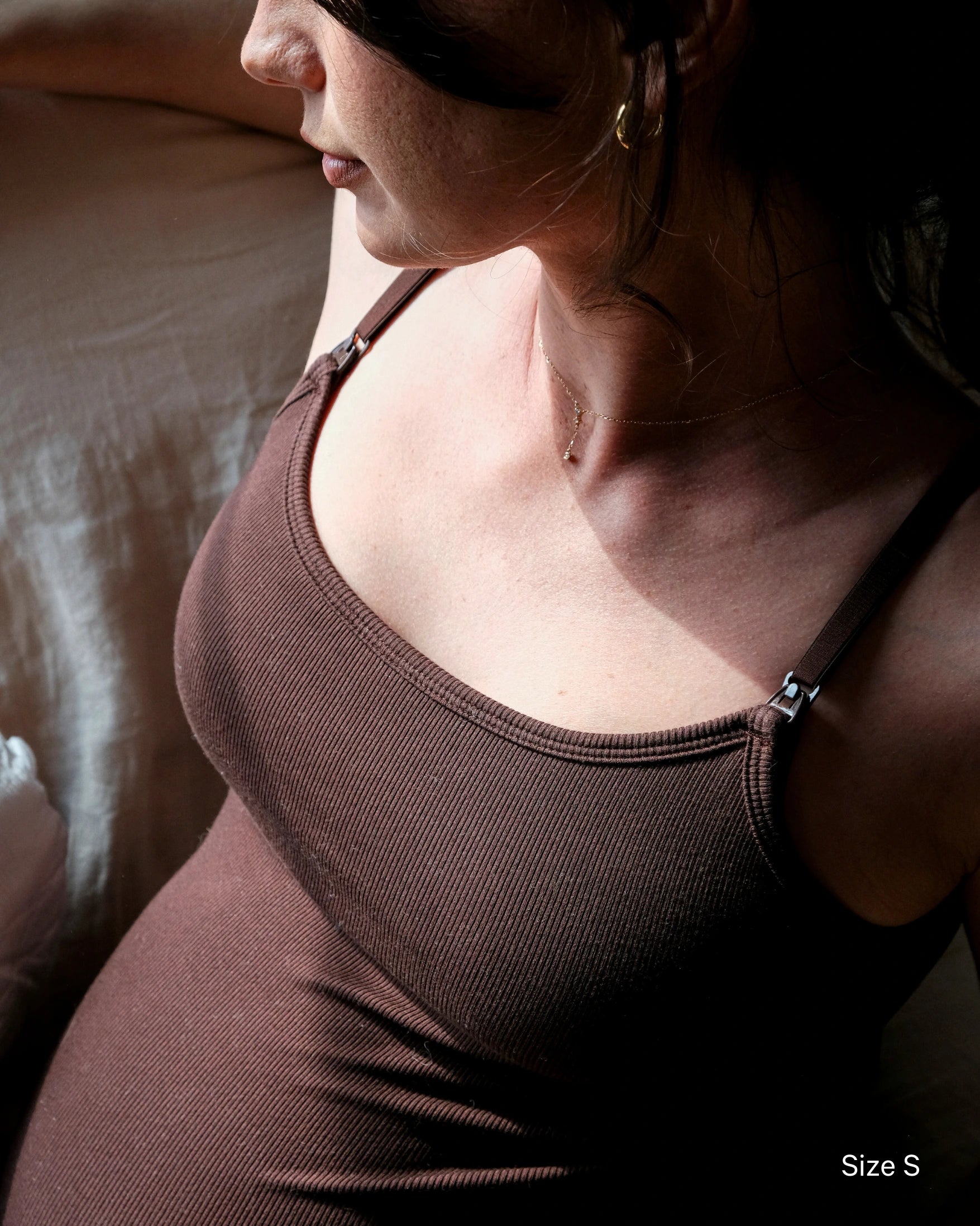 Soft Ribbed Nursing Tank - Cocoa Brown