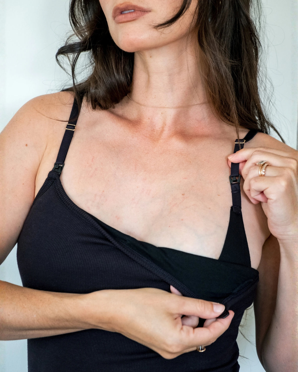 Soft Ribbed Nursing Tank - Black