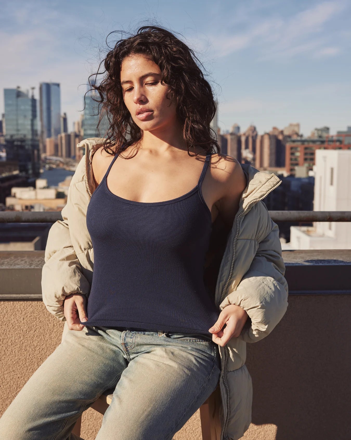 Ribbed Bra Top - Navy